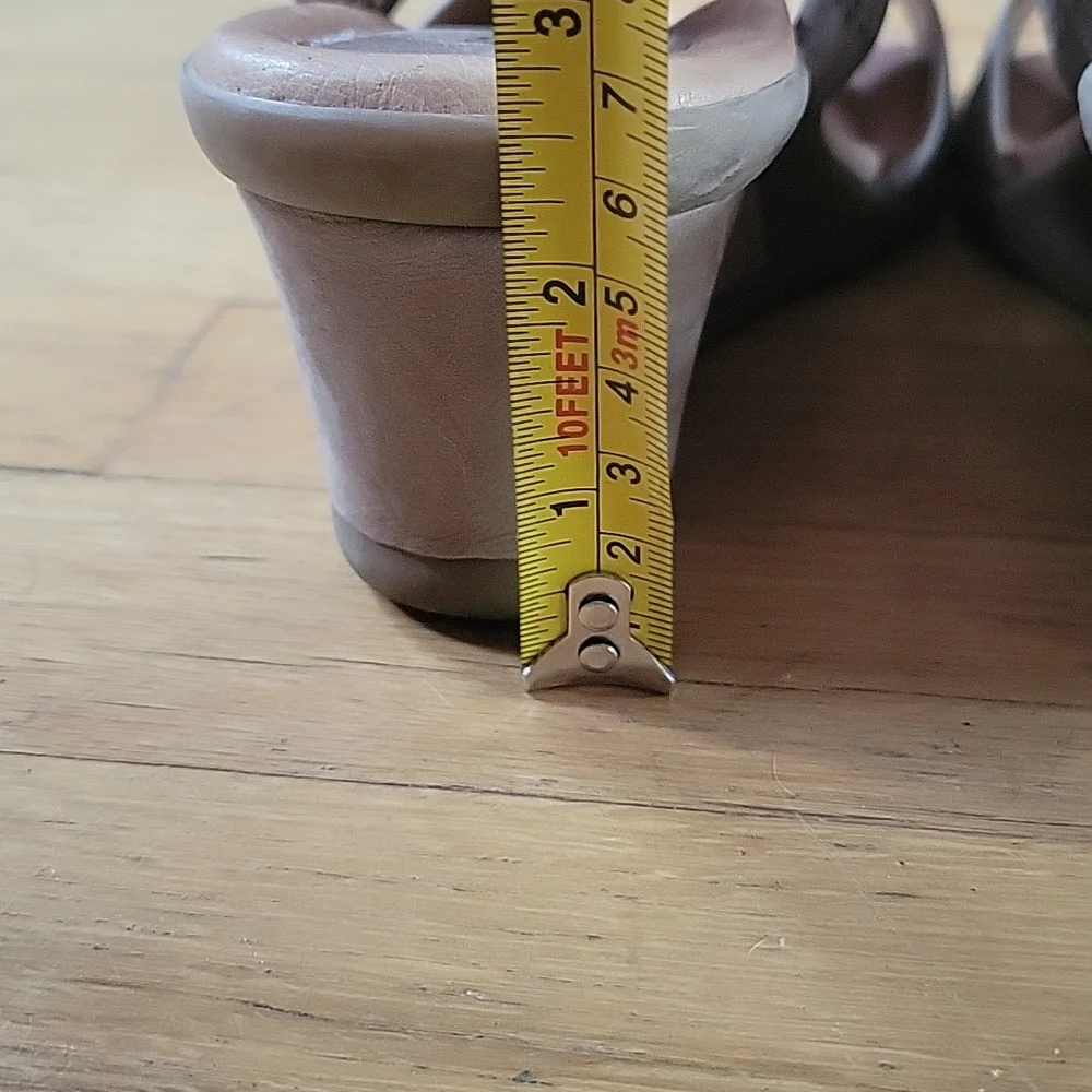 Earth Taupe Suade Wedge Sandals - Picture 3 of 5
